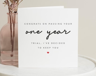 Carte d'anniversaire d'essai de 1 an pour petit ami, carte de 1er anniversaire drôle, carte d'anniversaire d'un an pour mari, pour petite amie, pour femme