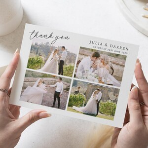 Benutzerdefinierte bearbeitbare Hochzeit Dankeskarten, einfache personalisierte Dankeskarten Hochzeit, Hochzeitspostkarten mit Foto, gefaltete Dankeskarten