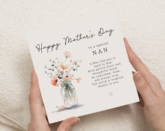 Muttertagskarte für Nan, Muttertagskarte für Oma, Nan Muttertagskarte, personalisierte Muttertagskarte, Blumenkarte für Nan
