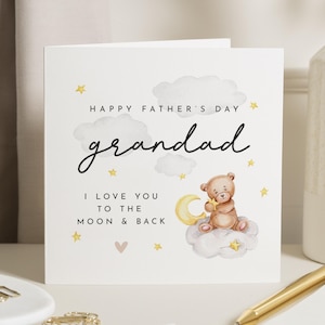 Tarjeta del Día del Padre para el Abuelo, Tarjeta del Día del Padre para el Abuelo, Tarjeta de Oso Lindo, Tarjeta del Día del Padre de los Nietos, Te Amo hasta la Luna y Más Allá