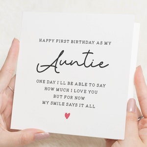 Kaart 1e verjaardag als mijn tante, gepersonaliseerde gedicht verjaardagskaart voor tante, 1e verjaardag als tante, verjaardagscadeau tante, voor haar