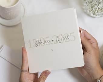 Carte de mariage personnalisée, carte de fiançailles, carte de mariage pour couple, noms personnalisés et carte de date, carte de mariage minimaliste
