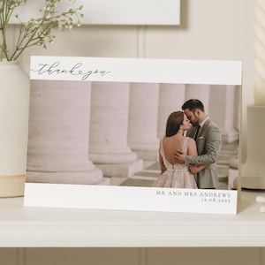 Biglietti di ringraziamento personalizzati per matrimonio con foto, biglietti di ringraziamento per matrimonio, biglietti di ringraziamento piegati, biglietti di ringraziamento con cartolina orizzontale
