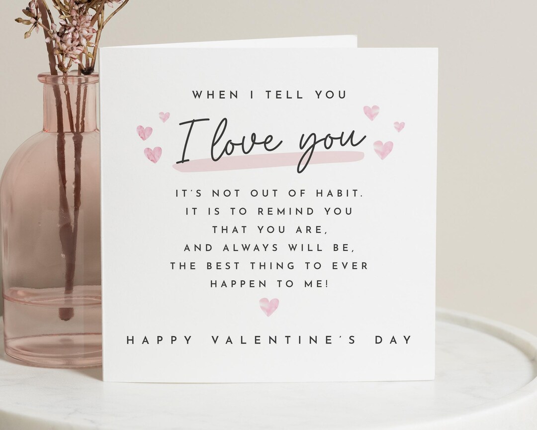 Valentines Day Card, I Love You Card, Romantic Card for Her, Card for ...