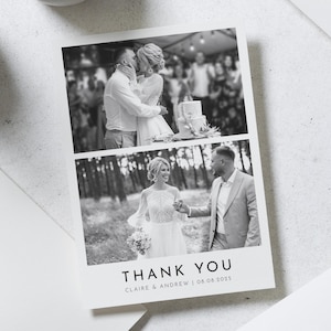 Schwarzweiss-Dankeskarten-Hochzeit, Multi-Foto-Hochzeits-Dankeskarten mit Foto, bearbeitbare Dankeskarten, Postkarten-Dankeschön-Karten