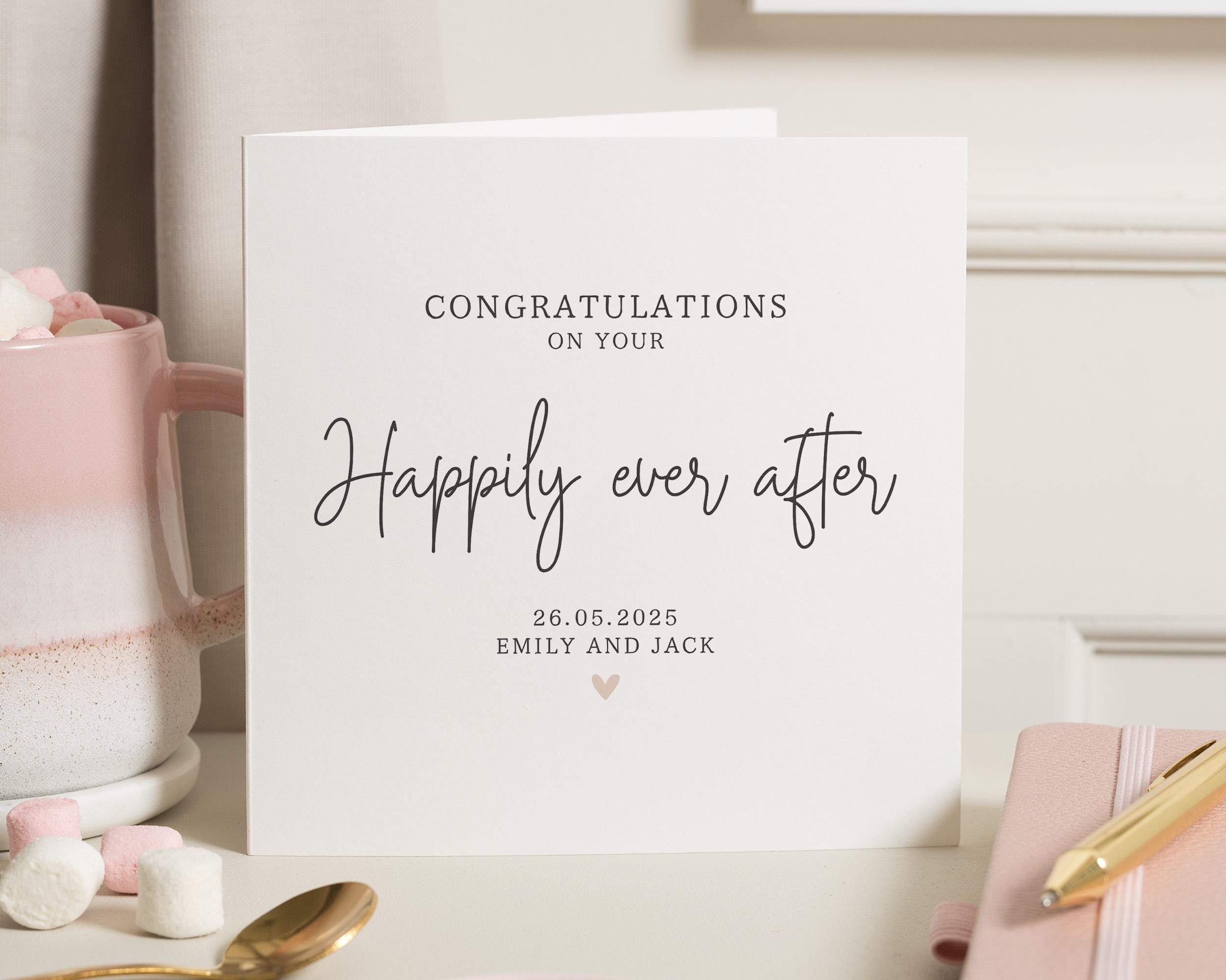 2025 Wedding Card For Couples – Married In 2025 Congratulations Card With Champagne Cake And Confetti Design – Blank Inside With Kraft Envelope – Elegant Engagement Or Newlywed Greeting Card - View #7