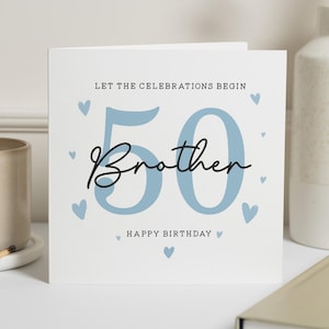 Bruder 50. Geburtstagskarte, 50. Geburtstag Bruder Karte, für Bruder, Blaue Bruder 50. Geburtstagskarte, 50. Geburtstagsgeschenk für Bruder