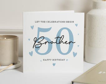 WHITE COTTON CARDS Geburtstagskarte „Brother 50“ – Rennwagen-Motiv, Handgefertigt, 16 X 16 Cm