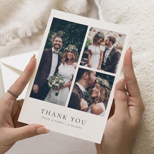 Cartes de remerciement multi-photos pour mariage, Cartes de remerciement personnalisées pour mariage, Cartes postales de remerciement avec photo, Cartes de remerciement pliées