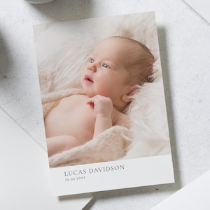 Personalised Baby Thank You Cards, Birth Announcement Cards, New Baby Girl Photo Card, Baby Boy Thank You Cards, Baby Shower Thankyou Cards