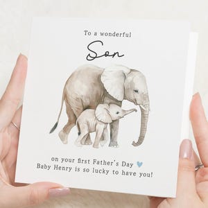First Fathers Day Card for Son, Fathers Day Card from Baby, Elephant Card, Fathers Day Card for Him, Personalised Fathers Day Card