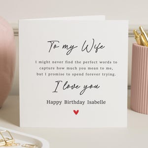 Cartão de aniversário para esposa, cartão de aniversário personalizado para ela, cartão de aniversário romântico, cartão "Eu te amo", cartão de aniversário com nome personalizado