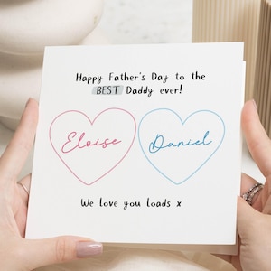 Fathers Day Card from Kids, Fathers Day Card from Daughter and Son, Best Daddy Card, Personalised Fathers Day Card, Cute Card for Dad