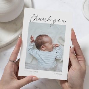 Cartões de agradecimento para bebês, cartões de agradecimento para bebês personalizados, cartões de agradecimento para batismo de bebês, agradecimento para meninos com fotos, nova menina