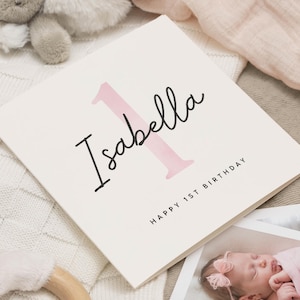 Erste Geburtstagskarte für Tochter, Geburtstagskarte Mädchen, für Enkelin, Nichte Geburtstagskarte, Mädchen 1. Geburtstagsgeschenk, personalisiert