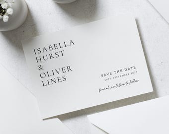 Personalised Save the Date Card, Wedding Save the Date Card, Simple Save the Date, Minimal Save the Date, Custom Save the Date Card