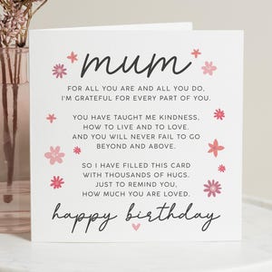 Carte d'anniversaire maman, carte d'anniversaire pour maman, poème maman, poème carte d'anniversaire maman, carte d'anniversaire maman, cadeau d'anniversaire maman pour elle