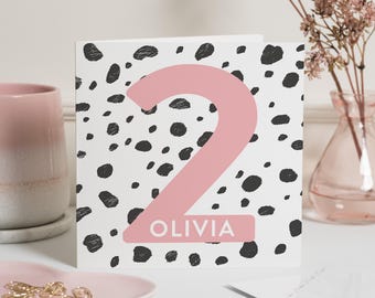 2nd Birthday Card Girl, 2nd Birthday Personalised Card, Niece Birthday Card, 2nd Birthday Card Daughter, 2nd Birthday Granddaughter