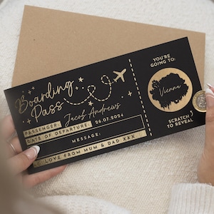 Carte d'embarquement, Carte à gratter pour les fêtes, Carte à gratter de la carte d'embarquement, À gratter pour révéler, Carte à gratter de voyage, Billet pour les fêtes à gratter