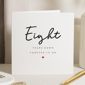 Tarjeta del octavo aniversario, tarjeta del octavo aniversario, octavo aniversario de bodas, tarjeta de aniversario para el esposo, para el novio, feliz octavo aniversario