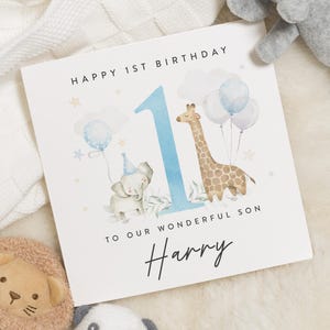 Carte 1er anniversaire fils, carte 1er anniversaire pour garçon, carte 1er anniversaire fils, carte premier anniversaire pour fils, cadeau premier anniversaire pour garçon, bleu