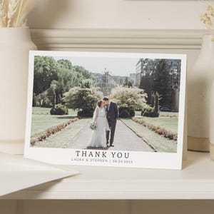 Gefaltete Dankeskarten, Elegante Hochzeits-Dankeskarten mit Foto, Moderne Dankeskarten Hochzeit, Foto-Danksagungskarten Für Hochzeit