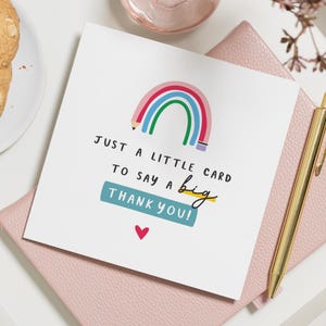 Dankeskarte, nur eine kleine Karte, um ein großes Dankeschön zu sagen, Regenbogen-Dankeskarte, allgemeine Dankeskarte
