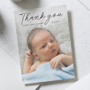 Novo bebê menino obrigado, cartões de agradecimento do bebê personalizados, cartões de agradecimento do bebê no batismo, agradecimento do bebê com fotos, nova menina