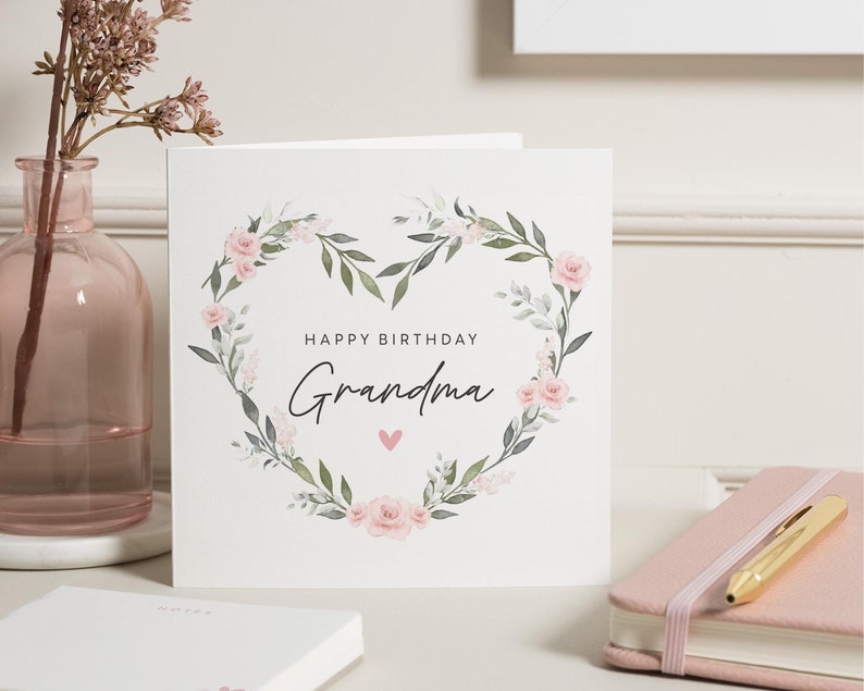 Carte d'anniversaire grand-mère, carte d'anniversaire personnalisée pour grand-mère, carte d'anniversaire spéciale nounou, cadeau d'anniversaire de grand-mère, pour elle, jolie carte grand-mère image 1