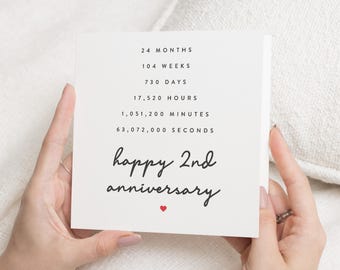 2nd Anniversary Card For Boyfriend, Husband 2nd Year Anniversary Card, Cotton Anniversary Card For Wife, For Girlfriend, Second Anniversary