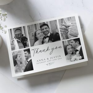 Schwarzweiss-Foto-Hochzeits-Dankeschön-Postkarte, gefaltete Dankeskarten Landschaft, personalisierte Dankeskarten Hochzeitsfotokarten gefaltet