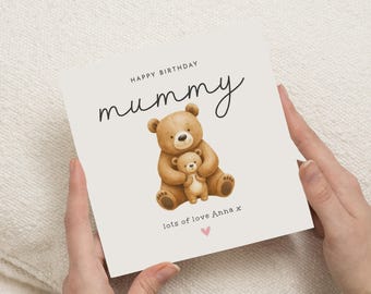 Happy Birthday Mama Bear Card With Teddy Bears - Birthday Card For Mum From Son, Daughter Or Kids