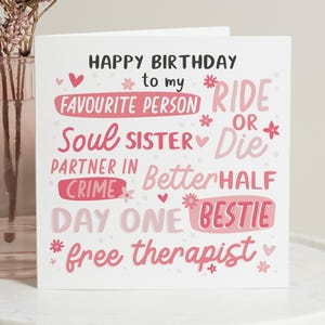 Bester Freund Geburtstagskarte, personalisierte Bester Freund Geburtstagskarte, Bestie Geburtstagskarte, Geburtstagsgeschenk für den besten Freund