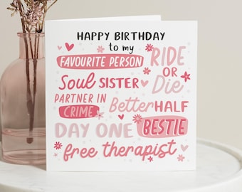 Bester Freund Geburtstagskarte, personalisierte Bester Freund Geburtstagskarte, Bestie Geburtstagskarte, Geburtstagsgeschenk für den besten Freund
