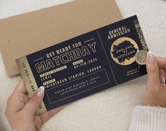 Billet de match de football à gratter, cadeau billet de football, billet de rugby, carte à gratter billet de football, billet de match pour la journée, à gratter pour révéler