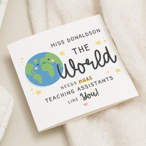 O melhor assistente de ensino, cartão de agradecimento de fim de período letivo, cartão de agradecimento simples para assistente de ensino, presente personalizado de fim de ano letivo