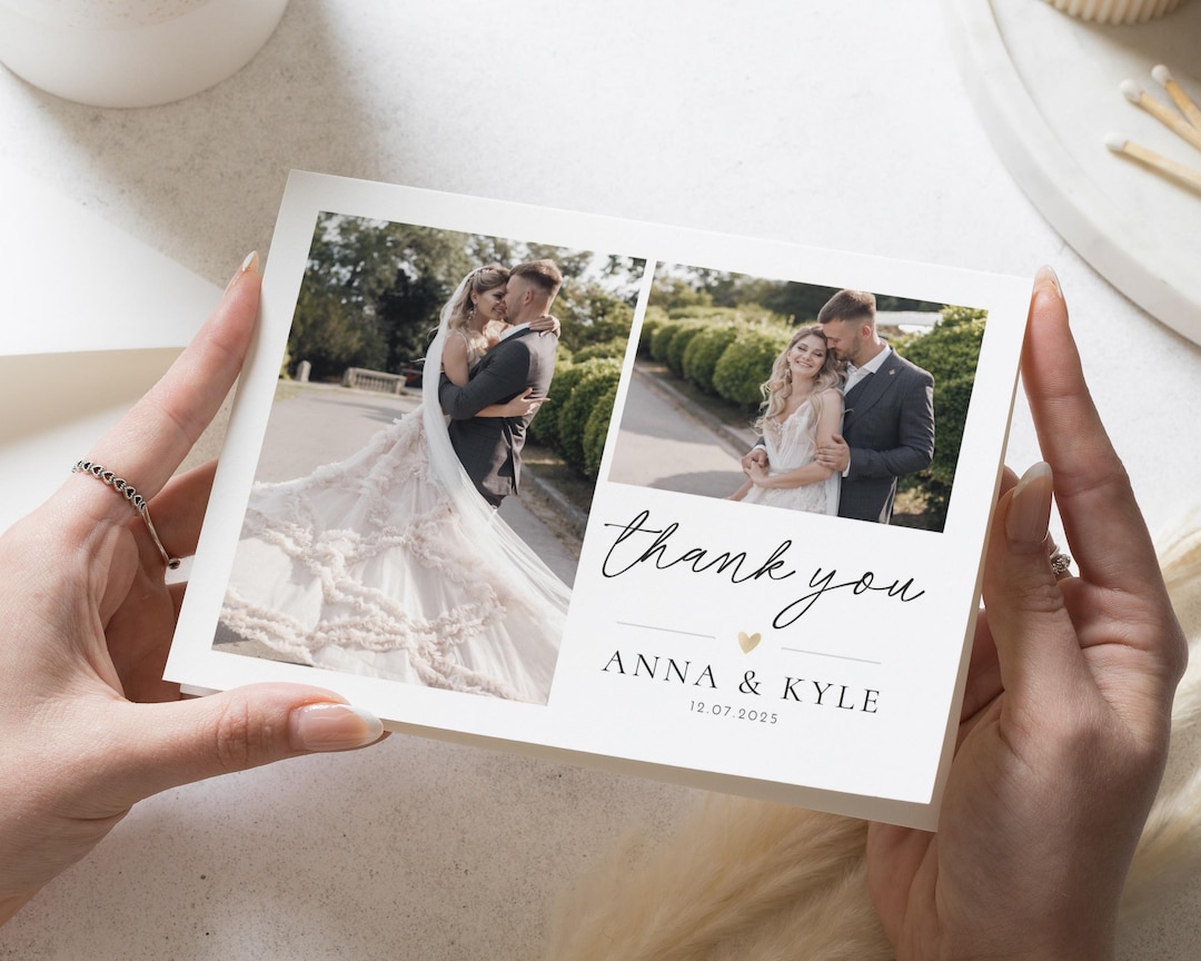 Personalised Wedding Thank You Card, Photo Wedding Thank You Card ...