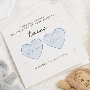Biglietto di auguri per la nascita di gemelli, biglietto di auguri personalizzato per la nascita di gemelli, biglietto di congratulazioni, biglietto di auguri per gemelli, biglietto di auguri personalizzato per la nascita di gemelli
