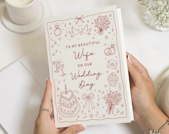 Wedding Day Card for Wife, To My Beautiful Wife Card, Wife Wedding Card, On Our Wedding Day Card, Bride Card for Her, Romantic Wedding Card