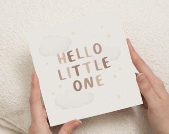 Hello Little One Personalised New Baby Boy Card, Congratulations New Baby Boy, Welcome To The World Card, New Baby Girl Card Personalised
