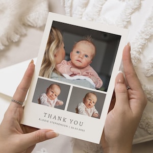 Personalised Baby Thank You Note Cards, Baby Thank You Folded Card, Photo Thank You Cards, Baby Shower Thankyous, Birth Announcement Cards