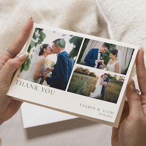 Schlichte Dankeskarten Hochzeit mit Foto, Dankeskarten Hochzeit, Gefaltete Danksagungskarten, Postkarte Dankeskarten Landschaft