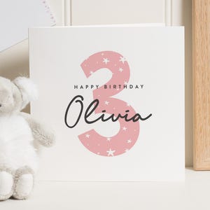 Personalised 3rd Birthday Card For Girl, Daughter 3rd Birthday Card, Cute Third Birthday Gift For Little Girl, 3rd Birthday Gift, Niece