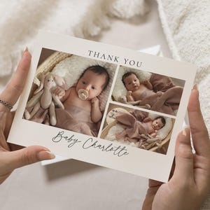 Aangepaste bedankkaarten New Baby, gevouwen bedankkaarten voor babyfoto's, eenvoudige bedankkaarten voor baby's, bedankkaarten voor ansichtkaarten, bedankbriefjes
