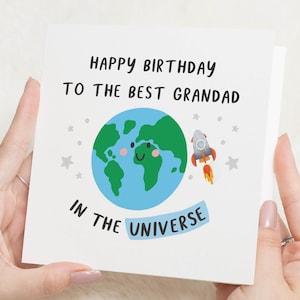 Biglietto di auguri per il nonno, biglietto di auguri per il nonno, biglietto di auguri per lui, biglietto di auguri spaziale, il miglior biglietto di auguri per il nonno