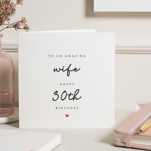 Carte 30e anniversaire femme, carte 30e anniversaire femme pour elle, cadeau 30e anniversaire femme, carte 30e anniversaire pour femme, joyeux anniversaire femme