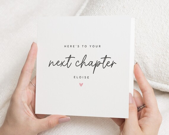 thumbnail image 2 of Personalized Good Luck Card – "Here's To Your Next Chapter" – New Job, Goodbye, Moving On 2 of 3