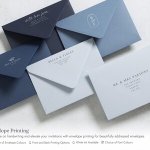 Dusty Blue Floral Wedding Invitations, Elegant Botanical Wedding Invites, Classic Garden Wedding Invitation Suite, Personalised Invites image 7