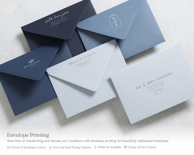 Dusty Blue Floral Wedding Invitations, Elegant Botanical Wedding Invites, Classic Garden Wedding Invitation Suite, Personalised Invites image 7