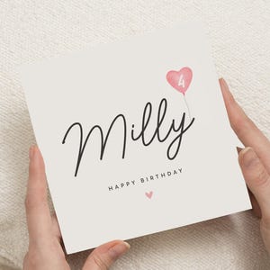 4.Geburtstagskarte Mädchen, 4 Geburtstagskarte Tochter, Geschenk zum vierten Geburtstag für kleines Mädchen, Geschenk zum 4.Geburtstag, Enkelin, Mädchenkarte